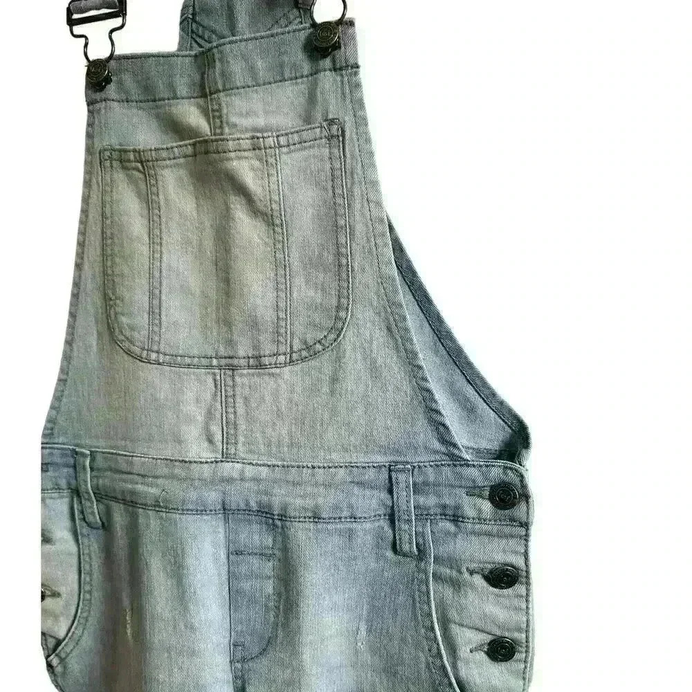 LEI LIGHT WASH DISTRESSED BIB OVERALLS SIZE M - Picture 6 of 13